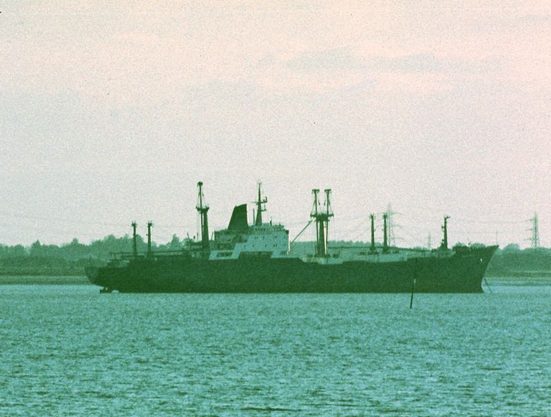 FLAMAR PRIDE laid up in the River Blackwater. Date: 13 October 1981.